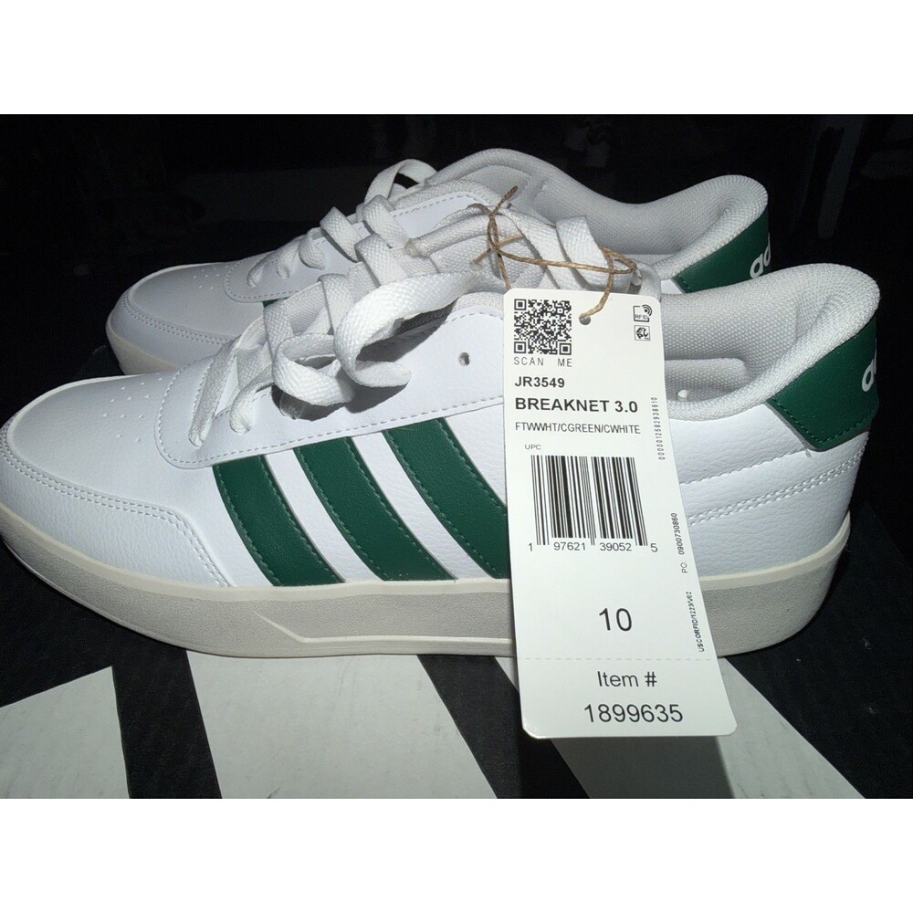 Adidas Breaknet 3.0 Men’s Low Gravity Court & Athletic Shoe White/Green Size 10
